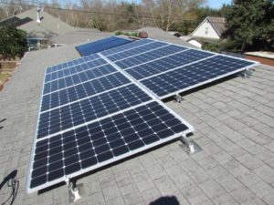 Solar panels on roof of house.