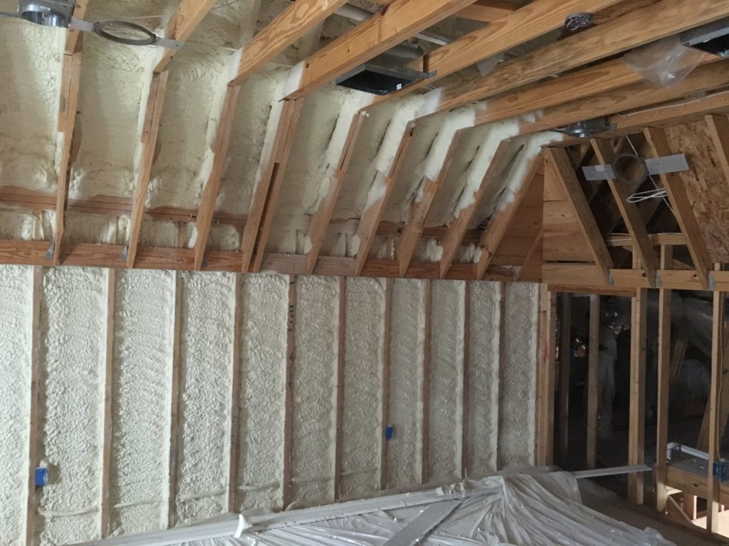 Spray foam insulation applied to new construction in Baton Rouge