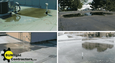 ponding on commercial rooms solution by sunlight contractors commercial roofing solutions