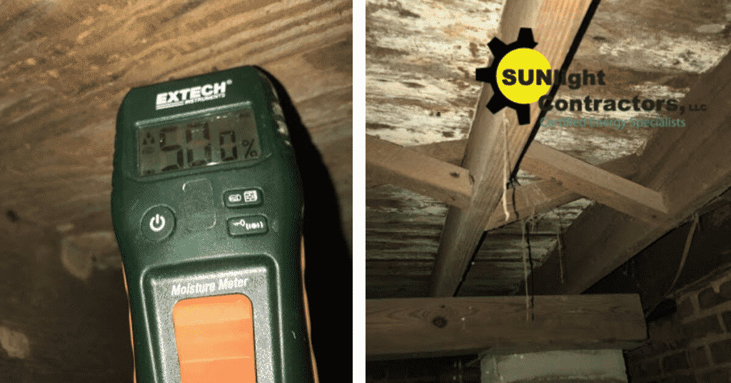 Moisture testing during spray foam installation preparation