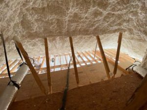 Attic with open cell spray foam insulation 9