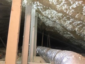 Attic with open cell spray foam insulation 4