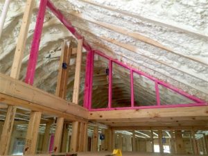 Attic with open cell spray foam insulation