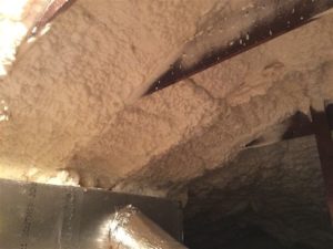 Attic with open cell spray foam insulation 10
