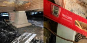 Crawlspace in the process of having the incorrect open cell foam removed and replaced by closed cell foam.