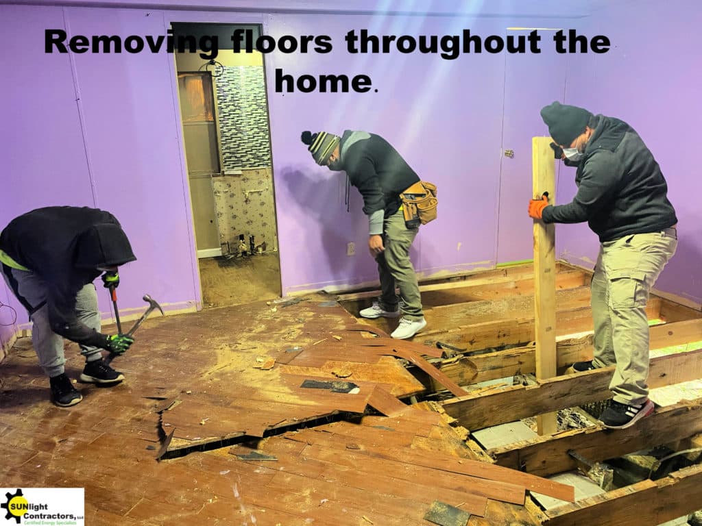 removing floors for spray foam