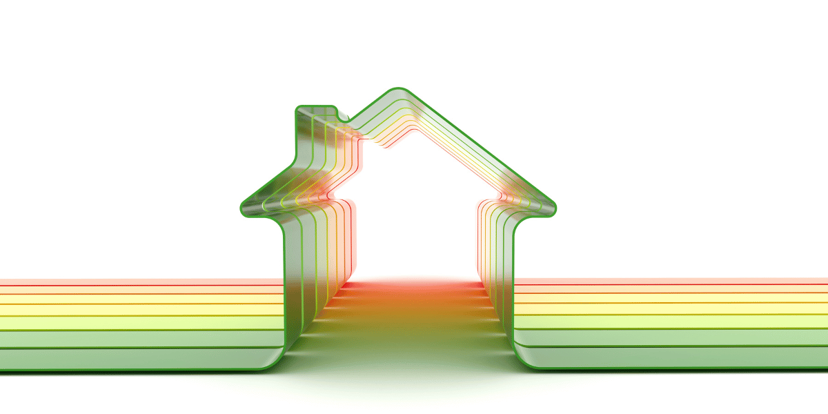 A graphic demonstrating home energy efficiency with closed-cell spray foam