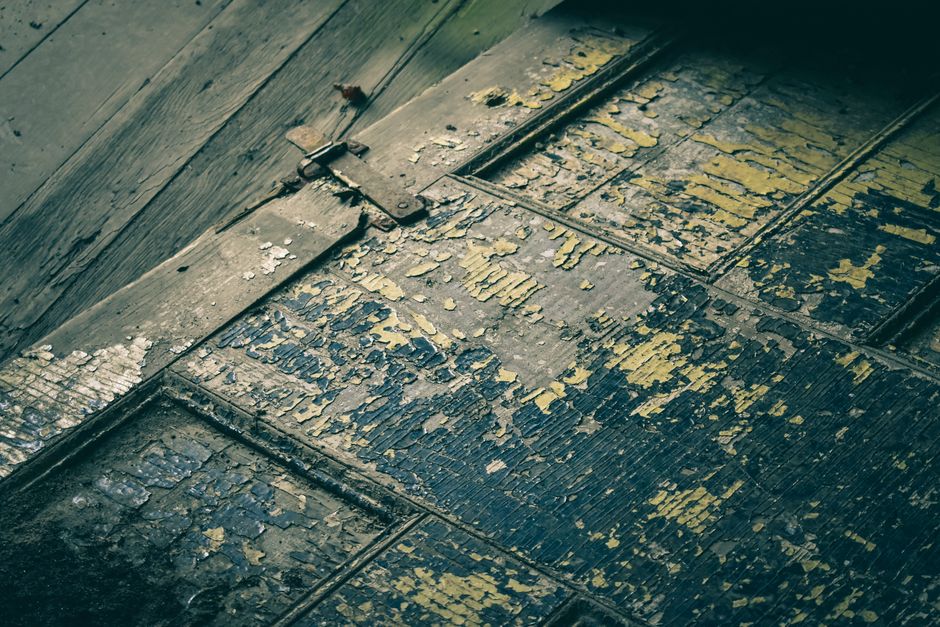 Close-up shot of dark black mold spreading across damp wooden rafters in a poorly lit attic, symbolizing a serious hidden ...