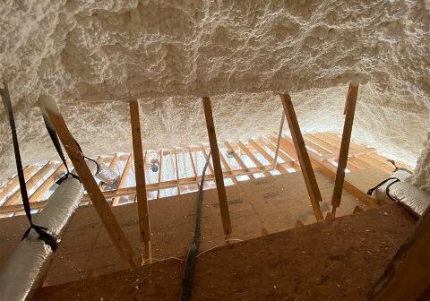 Attic with open cell spray foam insulation 9